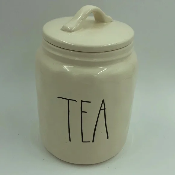 ‼️SALE‼️✨HP✨RAE DUNN ‘Tea’ Canister, Large, Ceramic, Flat Top, Long Letter - Picture 2 of 9